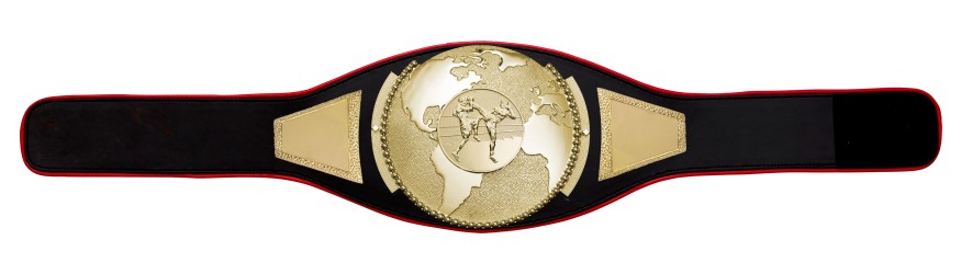 THAI BOXING CHAMPIONSHIP BELT PROGLOBE/G/TBOG - AVAILABLE IN 6+ COLOURS